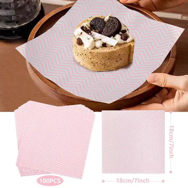 Alt view image 2 of 5 - 100 PCS Wavy Waxed Deli Paper Sheets 7 * 7 Inch, Food-grade Greaseproof Paper Hamburger Papers Food Basket Liners for Sandwiches, Burgers, Fries Wrapping for Party,Festival and Outdoor - Pink