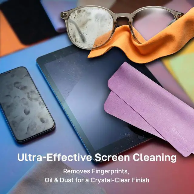 Alt view image 2 of 7 - 10 Pack Microfiber Cleaning Cloths, Premium 110D Scratch-Free & Lint-Free Clean Cloth for Eyeglasses, Phone Screen, Camera Lens, VR/AR Headset, Car Mirror, Reusable & Washable (5 Colour, 6.9 * 5.7)