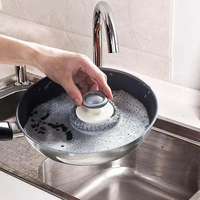 Alt view image 2 of 5 - Stainless Steel Scrubber with HandleHeavy Duty Cleaning Supplies for Pots, Pans, Grills, Ovens & Other Tough Jobs (1P)