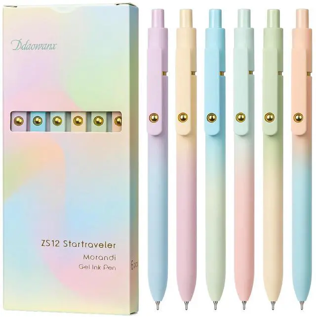 Main image of Gel Pens,6 Pcs 0.7mm Retractable Quick Dry Black Ink Pens