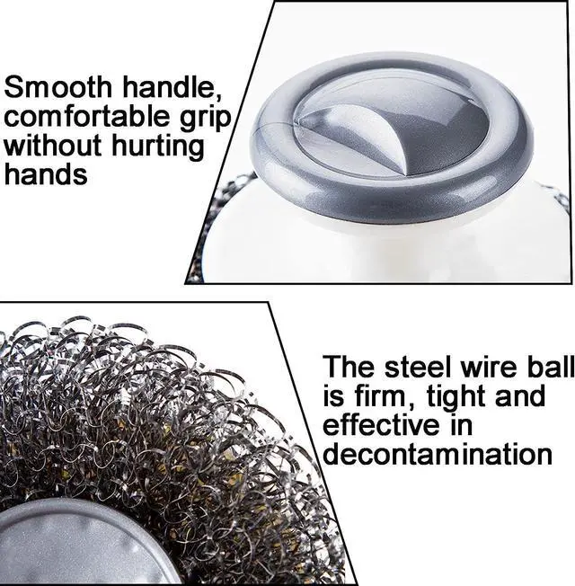 Alt view image 4 of 5 - Stainless Steel Scrubber with HandleHeavy Duty Cleaning Supplies for Pots, Pans, Grills, Ovens & Other Tough Jobs (1P)