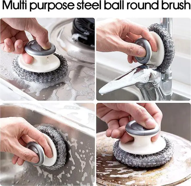 Alt view image 5 of 5 - Stainless Steel Scrubber with HandleHeavy Duty Cleaning Supplies for Pots, Pans, Grills, Ovens & Other Tough Jobs (1P)