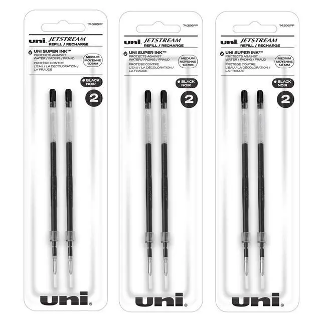 Alt view image 2 of 6 - Uniball Jetstream Ballpoint Pen Refills, 1.0mm Bold Point, Black Ink, 6 Refills