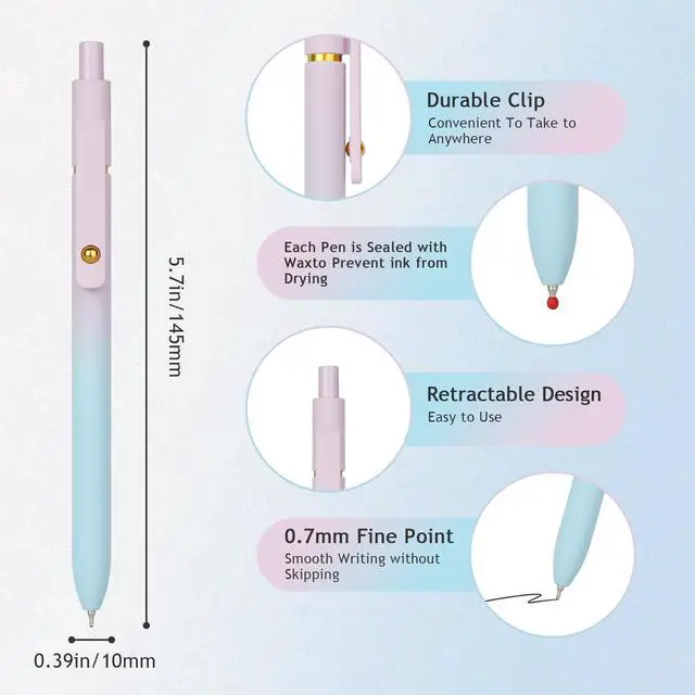 Alt view image 2 of 7 - Gel Pens,6 Pcs 0.7mm Retractable Quick Dry Black Ink Pens