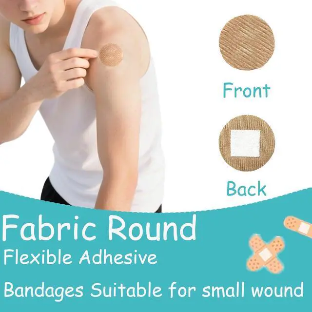 Alt view image 3 of 6 - 120Pcs Breathable Fabric Small Bandages, Round Oval and Square Flexible Adhesive Strips for Face and Small Wounds Protection Care