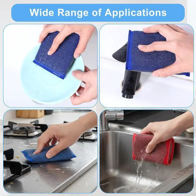 Alt view image 5 of 7 - 6 Pack Steel Wool Scrubber Sponges,Heavy Duty Stainless Steel Scouring Pads