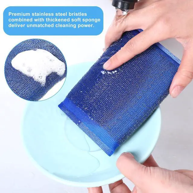 Alt view image 6 of 7 - 6 Pack Steel Wool Scrubber Sponges,Heavy Duty Stainless Steel Scouring Pads