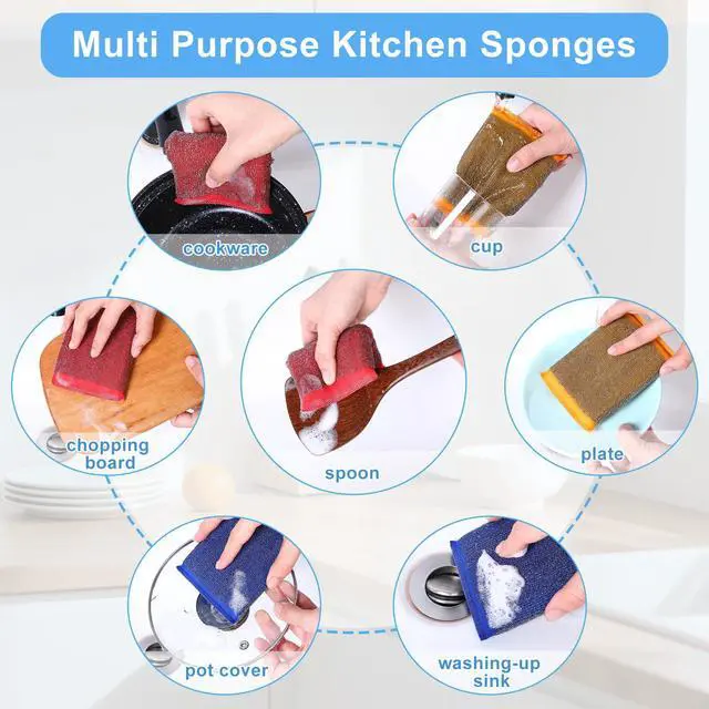 Alt view image 7 of 7 - 6 Pack Steel Wool Scrubber Sponges,Heavy Duty Stainless Steel Scouring Pads