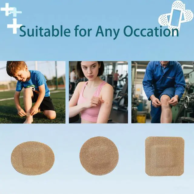 Alt view image 5 of 6 - 120Pcs Breathable Fabric Small Bandages, Round Oval and Square Flexible Adhesive Strips for Face and Small Wounds Protection Care