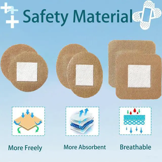 Alt view image 6 of 6 - 120Pcs Breathable Fabric Small Bandages, Round Oval and Square Flexible Adhesive Strips for Face and Small Wounds Protection Care