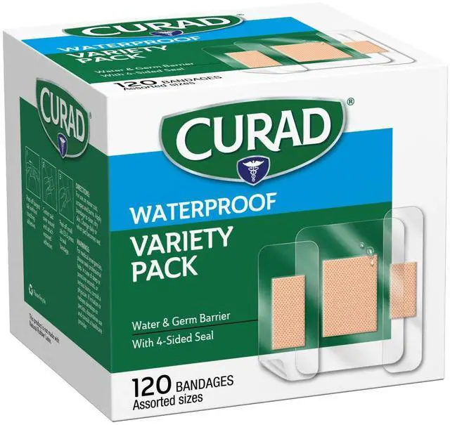 Main image of Waterproof Bandage Variety Pack, 3 Styles Included; Assorted Size, 120 Bandages