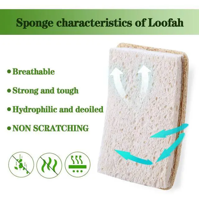Alt view image 4 of 6 - Loofah Dish Sponges Kitchen,Organic Natural Sponges for Dishes,Non Scratch Eco Friendly Biodegradable for Cleaning,6PCS