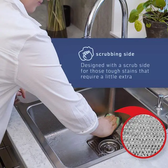 Alt view image 2 of 4 - 2-Sided Premium Microfiber Dish Sponge and Scrubber 3 Pack Variety - Heavy Duty Scouring Non-Scratch Multi-Surface
