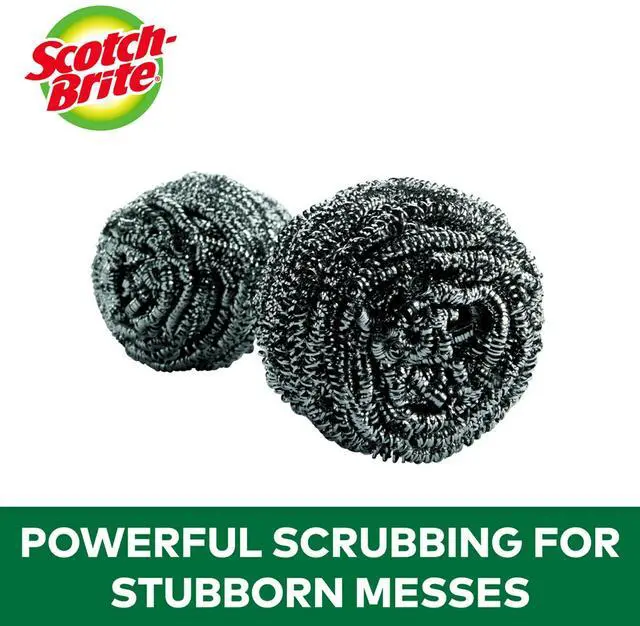 Alt view image 3 of 7 - Stainless Steel Scrubber for Cleaning Kitchen, Household, and Dishes - 3 Scrubbers (Pack of 2)