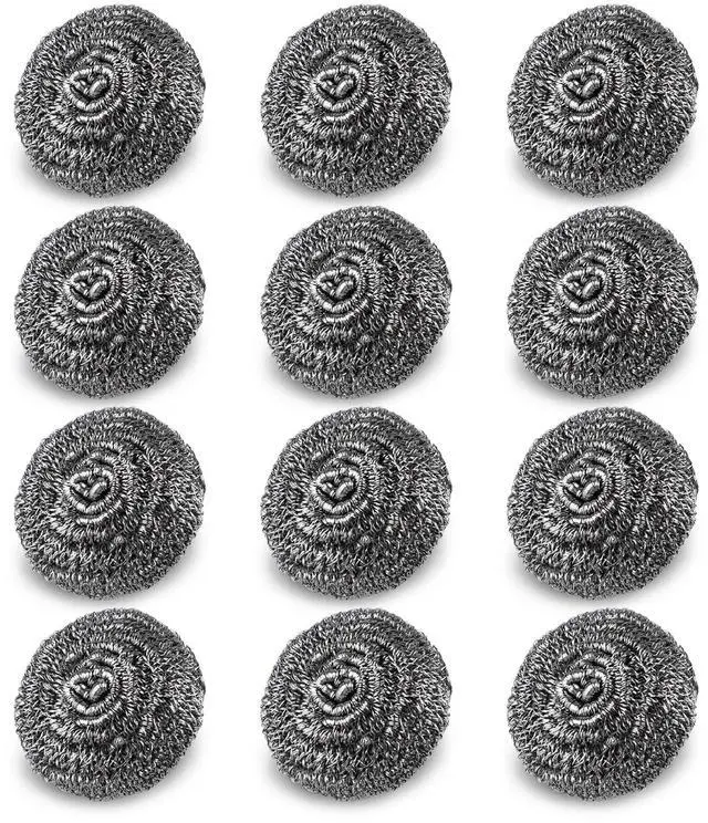 Main image of 12 Pack Steel Wool Scrubber Pads, Stainless Steel Scrubber, Scrubbing Scouring Pad, Steel Wool Scrubbers for Pots and Pans, Stoves,Broiler Racks,Grills and More