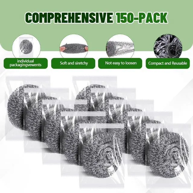 Alt view image 3 of 6 - 5 Pack Stainless Steel Scourers Steel Wool Scrubbers Bulk Separately Packaged 3 Inch, 25 Gram Metal Scourers Sponges Wire Scouring Pad for Stove Pot Pan Oven Kitchen Restaurant(Classic)