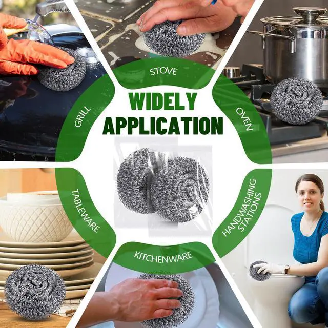 Alt view image 4 of 6 - 5 Pack Stainless Steel Scourers Steel Wool Scrubbers Bulk Separately Packaged 3 Inch, 25 Gram Metal Scourers Sponges Wire Scouring Pad for Stove Pot Pan Oven Kitchen Restaurant(Classic)