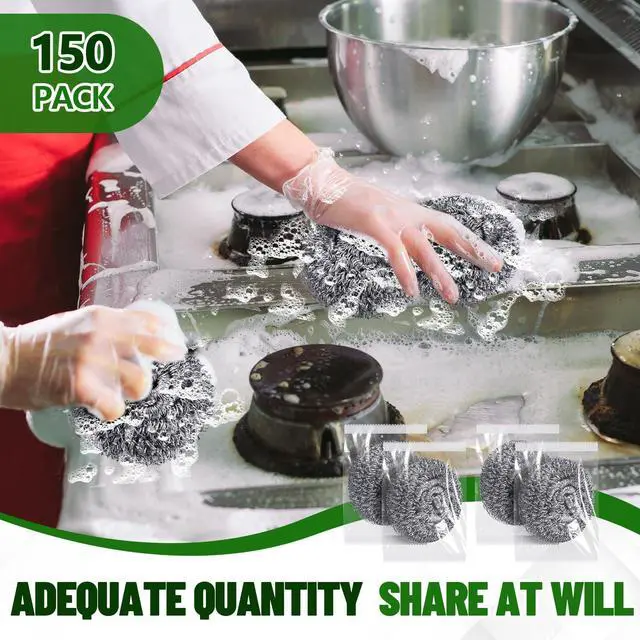Alt view image 5 of 6 - 5 Pack Stainless Steel Scourers Steel Wool Scrubbers Bulk Separately Packaged 3 Inch, 25 Gram Metal Scourers Sponges Wire Scouring Pad for Stove Pot Pan Oven Kitchen Restaurant(Classic)