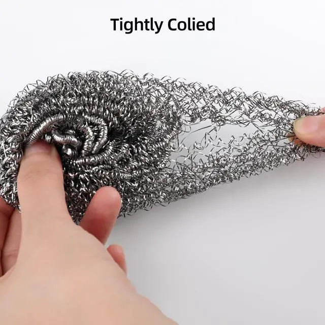 Alt view image 3 of 7 - 12 Pack Steel Wool Scrubber Pads, Stainless Steel Scrubber, Scrubbing Scouring Pad, Steel Wool Scrubbers for Pots and Pans, Stoves,Broiler Racks,Grills and More