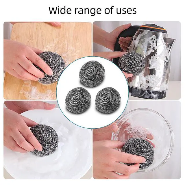 Alt view image 7 of 7 - 12 Pack Steel Wool Scrubber Pads, Stainless Steel Scrubber, Scrubbing Scouring Pad, Steel Wool Scrubbers for Pots and Pans, Stoves,Broiler Racks,Grills and More