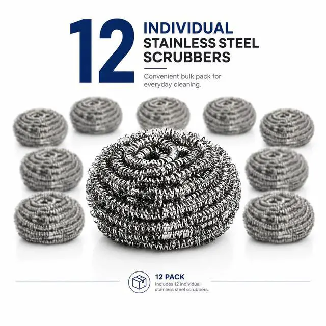 Alt view image 2 of 7 - Fibras Mex Stainless Steel Scrubber 12 Pack Fibra Espiral de Acero Inoxidable para Cocina Heavy Duty, Fibras Mex Steel Wool Scrubber Multi Pack, Heavy Duty Stainless Steel Scrubber for Pots