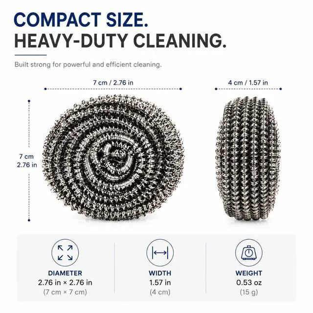 Alt view image 3 of 7 - Fibras Mex Stainless Steel Scrubber 12 Pack Fibra Espiral de Acero Inoxidable para Cocina Heavy Duty, Fibras Mex Steel Wool Scrubber Multi Pack, Heavy Duty Stainless Steel Scrubber for Pots