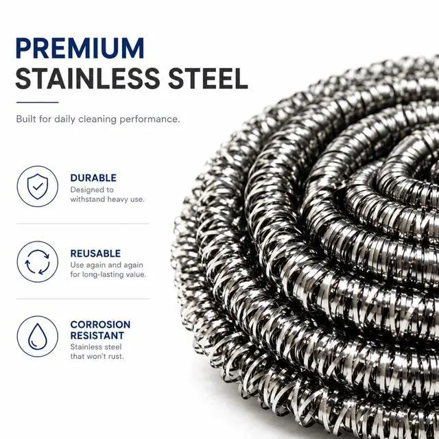 Alt view image 4 of 7 - Fibras Mex Stainless Steel Scrubber 12 Pack Fibra Espiral de Acero Inoxidable para Cocina Heavy Duty, Fibras Mex Steel Wool Scrubber Multi Pack, Heavy Duty Stainless Steel Scrubber for Pots