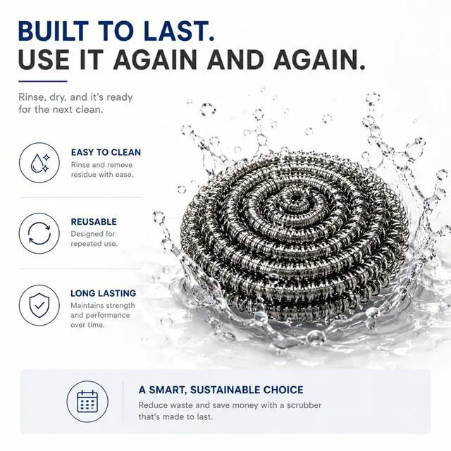 Alt view image 7 of 7 - Fibras Mex Stainless Steel Scrubber 12 Pack Fibra Espiral de Acero Inoxidable para Cocina Heavy Duty, Fibras Mex Steel Wool Scrubber Multi Pack, Heavy Duty Stainless Steel Scrubber for Pots