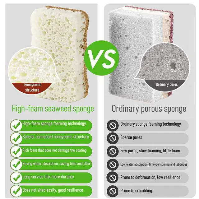 Alt view image 2 of 4 - 6 Count Non-Scratch Dish Sponges Kitchen, Cleans Fast Without Scratching, Dual Sided Kitchen Sponges, Long Lasting Cleaning Sponges for Dishes,Easy to Dry and Reusable-Brown Wave-Shaped