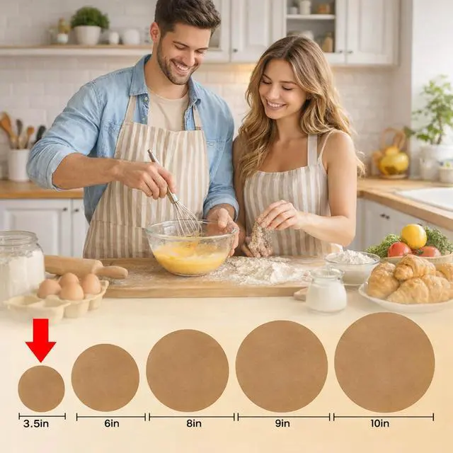 Alt view image 2 of 6 - 200 Pcs Unbleached Parchment Paper Sheets - Baking Parchment Rounds,Hamburger Patty Paper Sheet for Separating Patties, Bread, Tortilla Wrapping(3.5 inch)