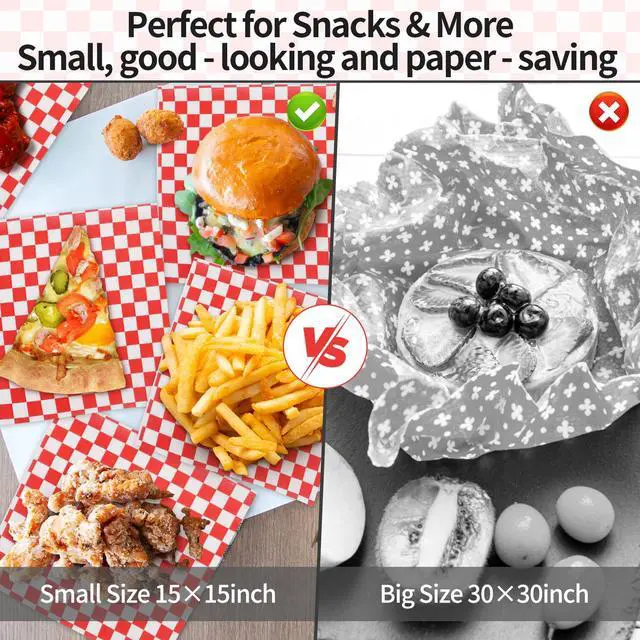 Alt view image 4 of 7 - 100Pcs Deli Paper Sheets, Ultra Grease Resistant Wax Paper Sheets for Food 7x7", Premium Sandwich Wrapping Pa-per at School Lunches, Perfect Food Basket Liners for Festival