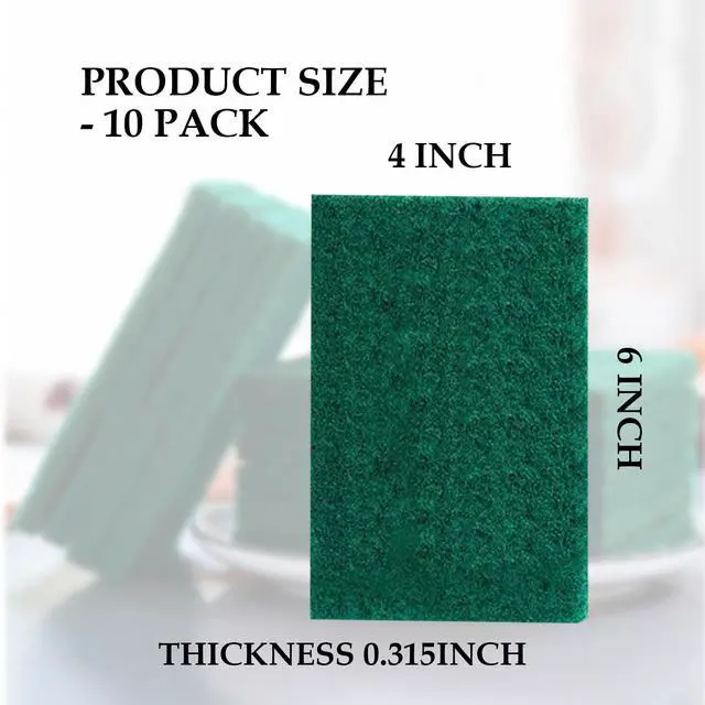 Alt view image 2 of 7 - Heavy Duty Scrubbing Pads for Cleaning 6 x 4 x 0.31inch Dish Scrubber Pads Reusable Household Green Scrubbing Pads,Scotch Brite Pads, for Dishes, Kitchen Scrubbers & Metal Grills (10Pcs)