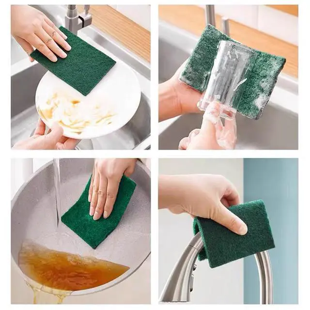 Alt view image 7 of 7 - Heavy Duty Scrubbing Pads for Cleaning 6 x 4 x 0.31inch Dish Scrubber Pads Reusable Household Green Scrubbing Pads,Scotch Brite Pads, for Dishes, Kitchen Scrubbers & Metal Grills (10Pcs)