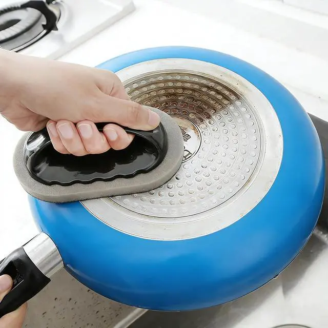 Main image of Scrub Sponge with Handle, Scrubbing Pad for Stubborn Stains on Pots Pans & Kitchen Surfaces (2pcs)