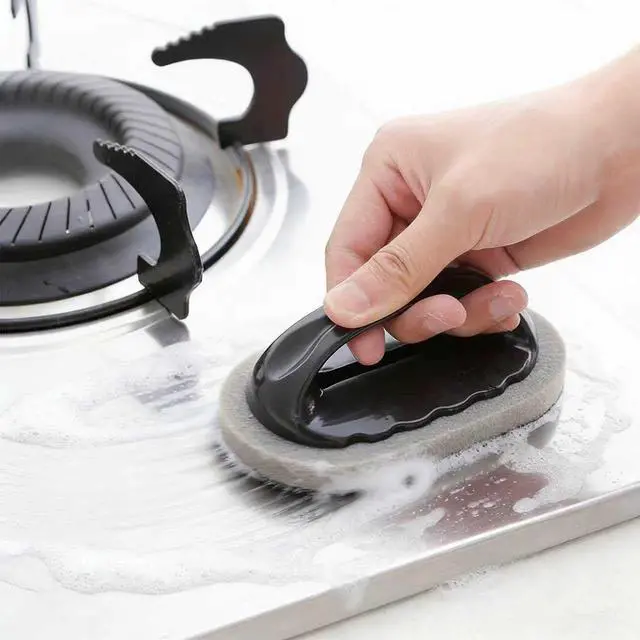 Alt view image 2 of 7 - Scrub Sponge with Handle, Scrubbing Pad for Stubborn Stains on Pots Pans & Kitchen Surfaces (2pcs)