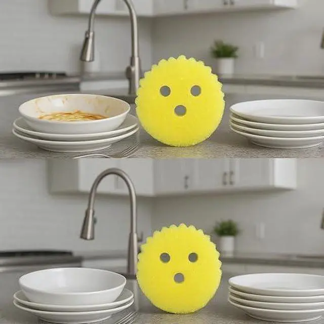 Alt view image 4 of 6 - Cleaning Sponge - 3 Pack Non-Scratch Kitchen & Bathroom Sponges with Dual-Sided Design and Sideways Slit for Utensils, Ideal for Dishes, Sink, Shower, Countertops, and Household Cleaning