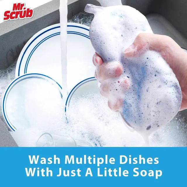 Alt view image 6 of 7 - Sponges Kitchen Dish Sponge for Washing Dishes Cleaning Kitchen, All-Purpose, 3 Pack, Non Scratch, Rough Scrubbers Side for Non-Stick Cookware, Soft Microfiber Scrub Side for Dishes, Mr. Scrub