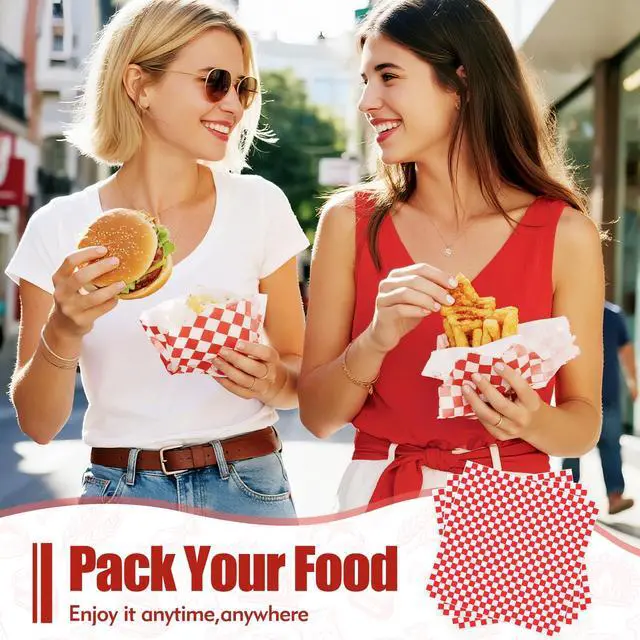 Alt view image 3 of 7 - 120pcs Wax Paper Sheets for Food, 12x12" Grease Proof Sandwich Wrapping Paper, Premium Deli Paper Sheets, Pre Cut Checkered Food Basket Liners for BBQ, Picnic, Festival, Fair by Neyimqr