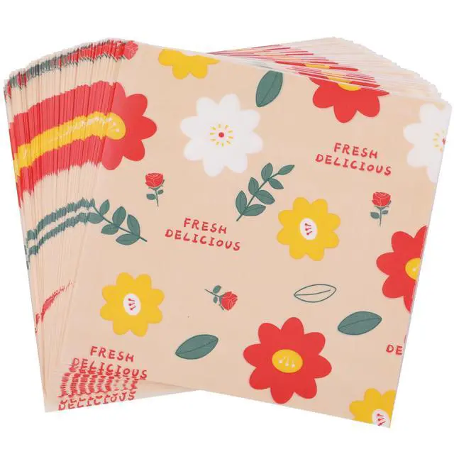 Alt view image 2 of 7 - Waxed Deli Paper Sheets 7 * 7 Inch, 100 Pcs Food Basket Liners for French Fries, Burgers, Dry Sandwich Wrap Paper Sheets Floral
