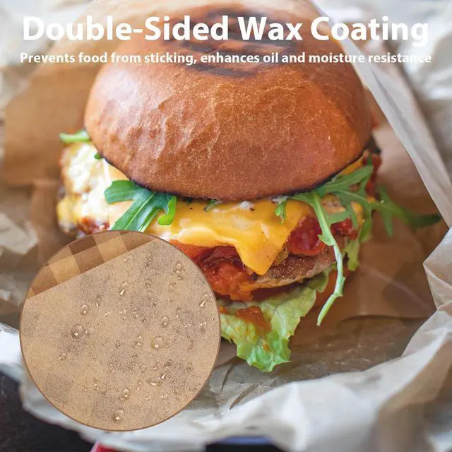 Alt view image 4 of 6 - 100Pcs Wax Paper Sheets for Food 7.1x7.1" Deli Sandwich Cookie Bread Burgers Greaseproof Wrapping Safe Tissue Parchment Butcher Paper Basket Liners Paper Dark Checkered Squares Brown Christmas