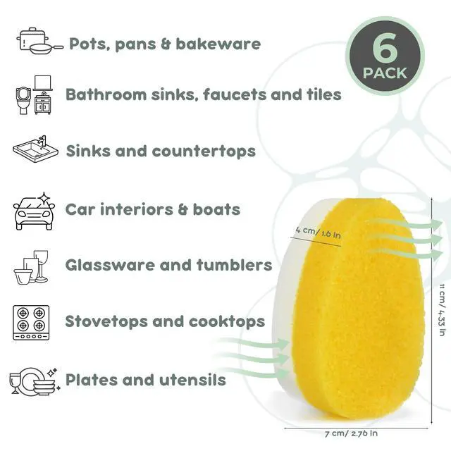 Alt view image 4 of 7 - Dish Sponge scrubber Non Scratch 2-Layer Heavy Duty Scrub Foam & Soft Absorbent Ergonomic Kitchen Sponges for Dishes, Pots Pans, Sink bathroom scrubber Window scrubbies Cleaning home essentials,6 Pack