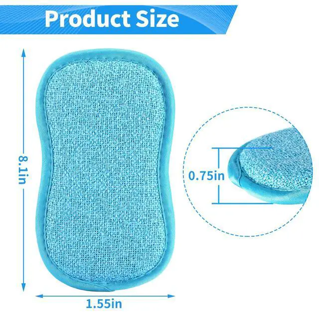 Alt view image 5 of 7 - 6 Pack Multi-Purpose Scrub Sponges for Kitchen 6 Colors, Non-Scratch Microfiber Sponge with Heavy Duty Scouring Power, Effortless Cleaning of Dishes, Pots and Pans