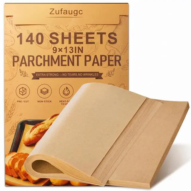 Main image of 140 Pcs Parchment Paper Sheets 9x13 In, Precut Unbleached Non-Stick