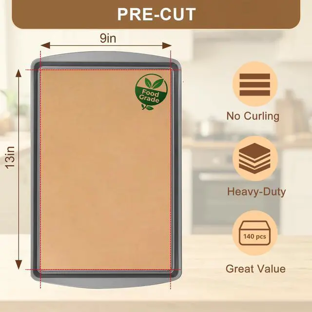 Alt view image 3 of 7 - 140 Pcs Parchment Paper Sheets 9x13 In, Precut Unbleached Non-Stick