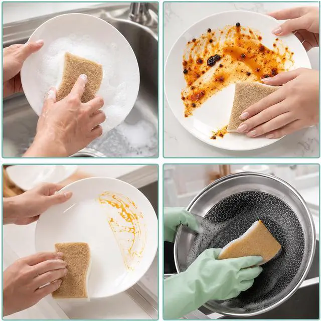 Alt view image 3 of 6 - Natural Sponges Kitchen for Dishes, Non Scratch Cellulose Scrub Sponge for Non-Stick Cookware, Cleaning Sponges for Kitchen, Bathroom, Household - 8 Pack