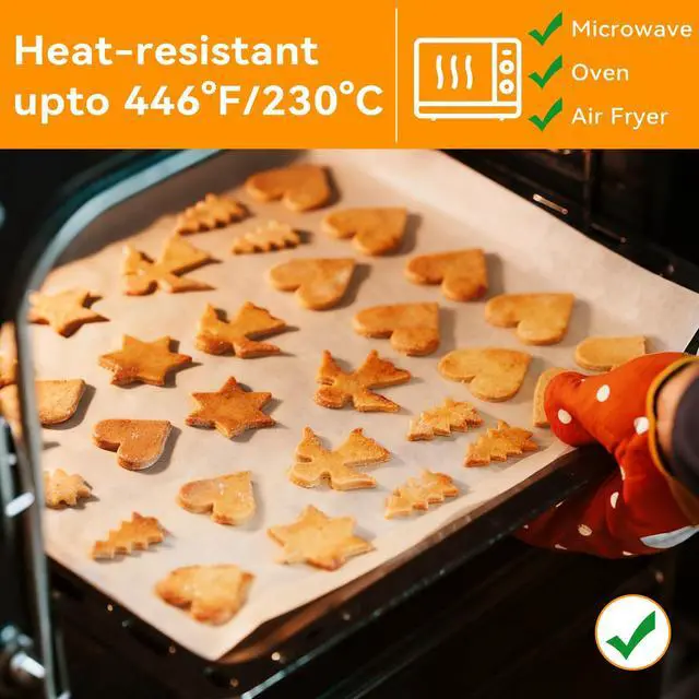 Alt view image 3 of 7 - 100pcs 9x13 inch Unbleached Parchment Paper Sheets for baking, Precut Heavy Duty Parchment Paper for Quarter Sheet Pans, Brown Non-Stick Liners for Oven, cookie sheets, Air Fryer Liners