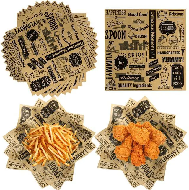 Main image of 100 PCS Deli Paper Sheets 12 x 12 Inch Unbleached Wax Paper Sheets