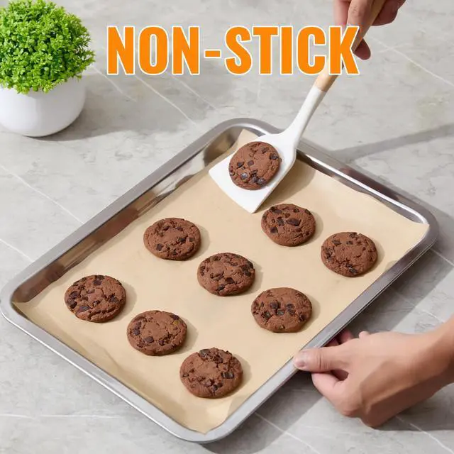 Alt view image 2 of 7 - 120 Sheets 9 x 13 Inch Pre-cut Unbleached Baking Parchment Paper Sheets, Non-stick and Leak-proof Oven Liners, Suitable for Baking Sheets, Home Cooking and Baking