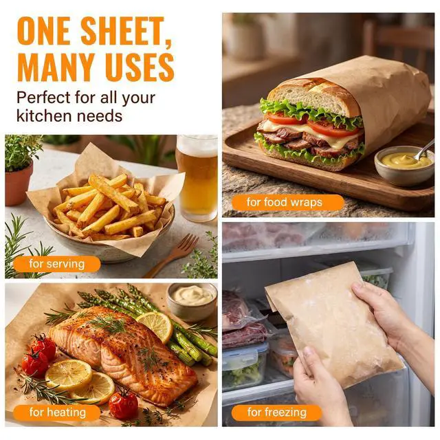 Alt view image 3 of 7 - 120 Sheets 9 x 13 Inch Pre-cut Unbleached Baking Parchment Paper Sheets, Non-stick and Leak-proof Oven Liners, Suitable for Baking Sheets, Home Cooking and Baking