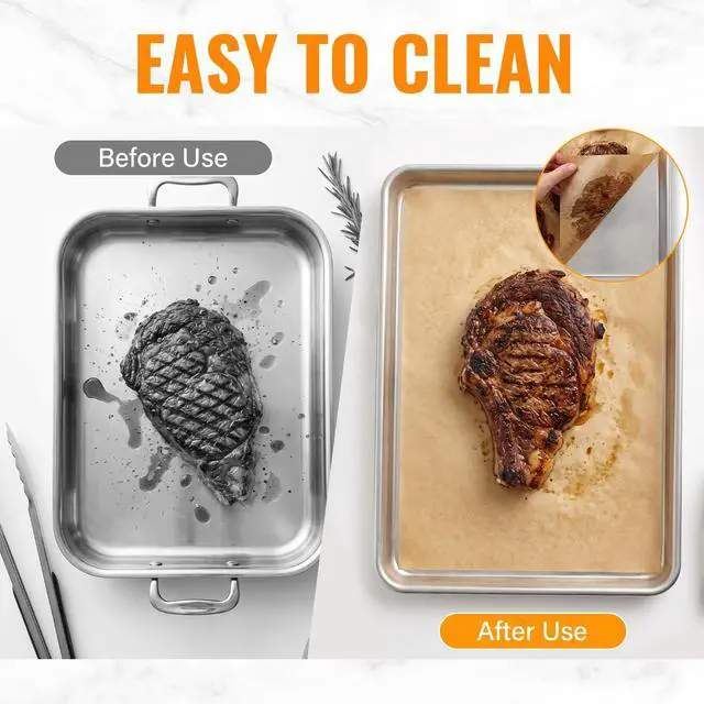 Alt view image 4 of 7 - 120 Sheets 9 x 13 Inch Pre-cut Unbleached Baking Parchment Paper Sheets, Non-stick and Leak-proof Oven Liners, Suitable for Baking Sheets, Home Cooking and Baking